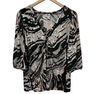 Worthington Woman Stretch V-Neck Top 3/4 Sleeve Woman's Size 1X